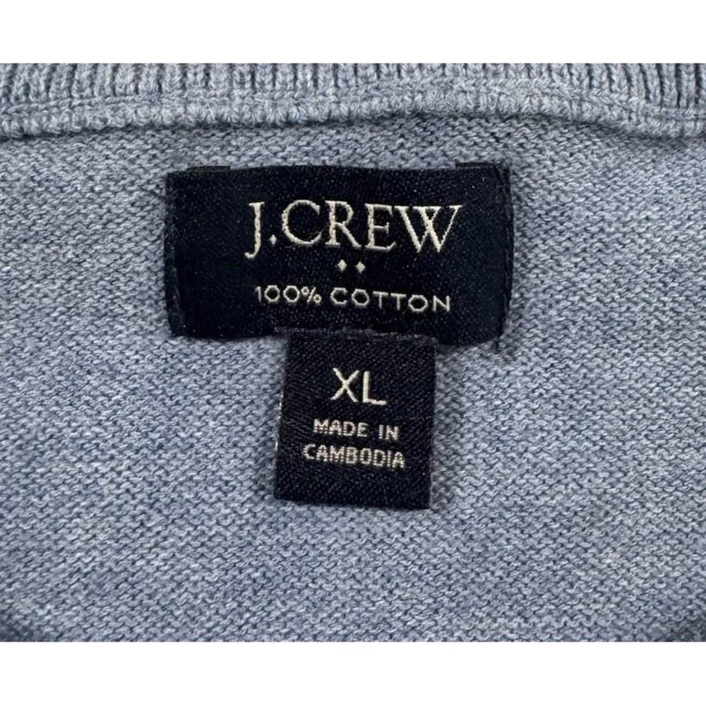 J.Crew Mens XL Heather Blue 100% Cotton Crewneck Pullover Sweater Preppy Casual